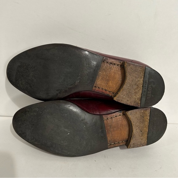 Vintage 80s Leather Loafers Burgundy Preppy Academia Slip In Unisex Women 7.5 - Picture 6 of 6